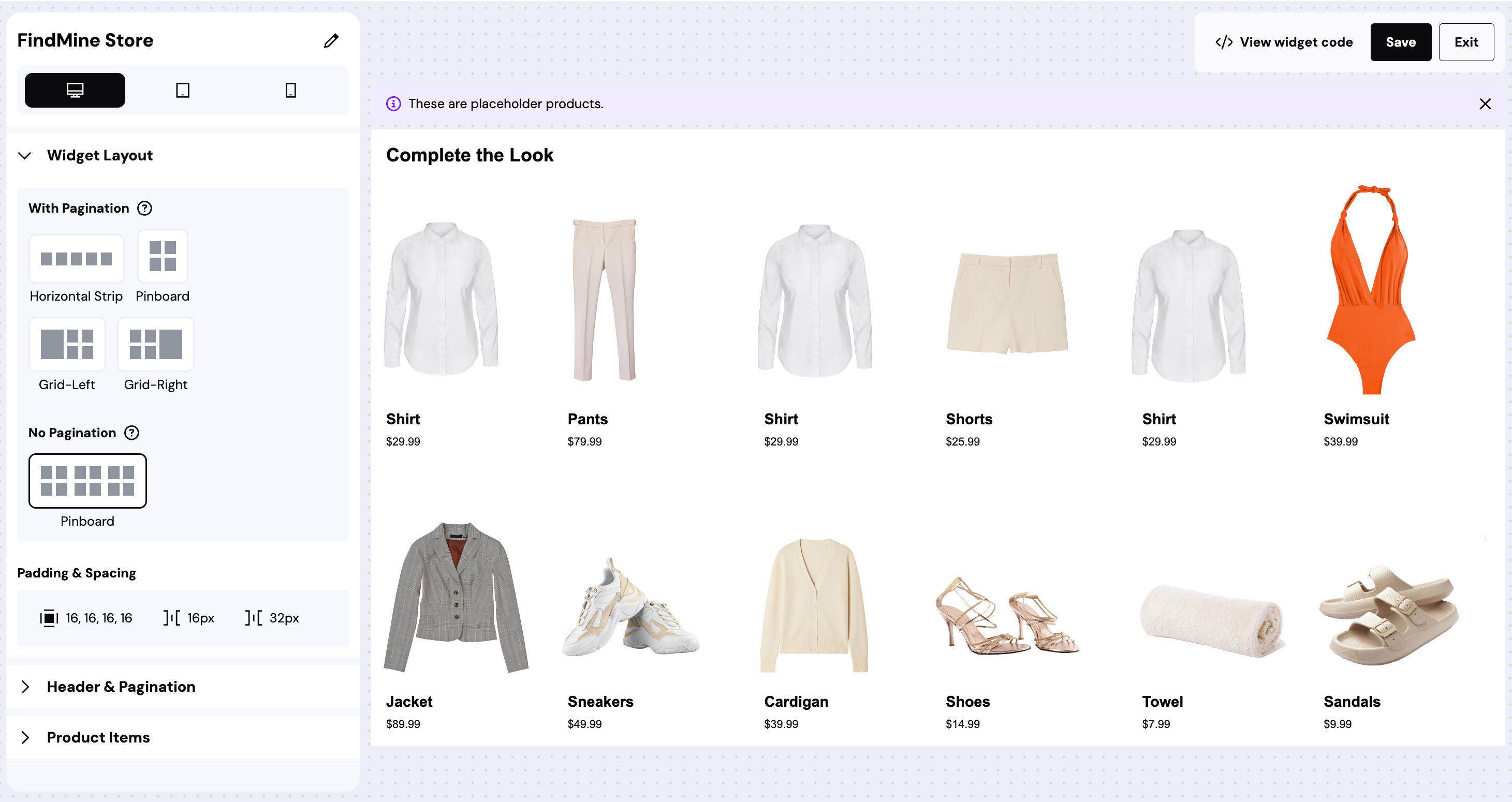 FindMine Widget Builder